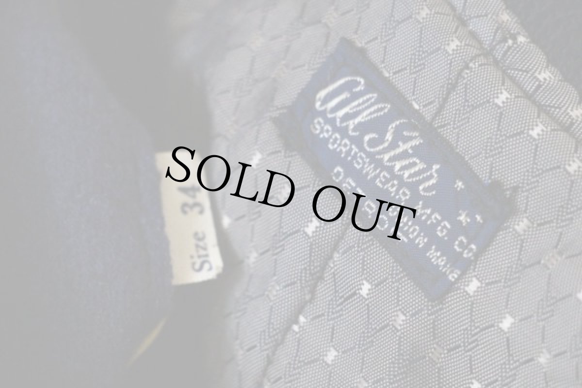 画像5: 50s all Star チェーン刺繍 メルトン ウール 袖革スタジャン 34 (5)