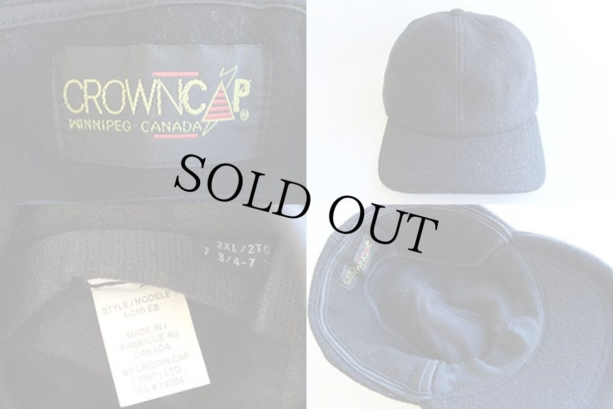 画像3: カナダ製 CROWN CAP 耳当て付き ウールキャップ 黒 2XL (3)