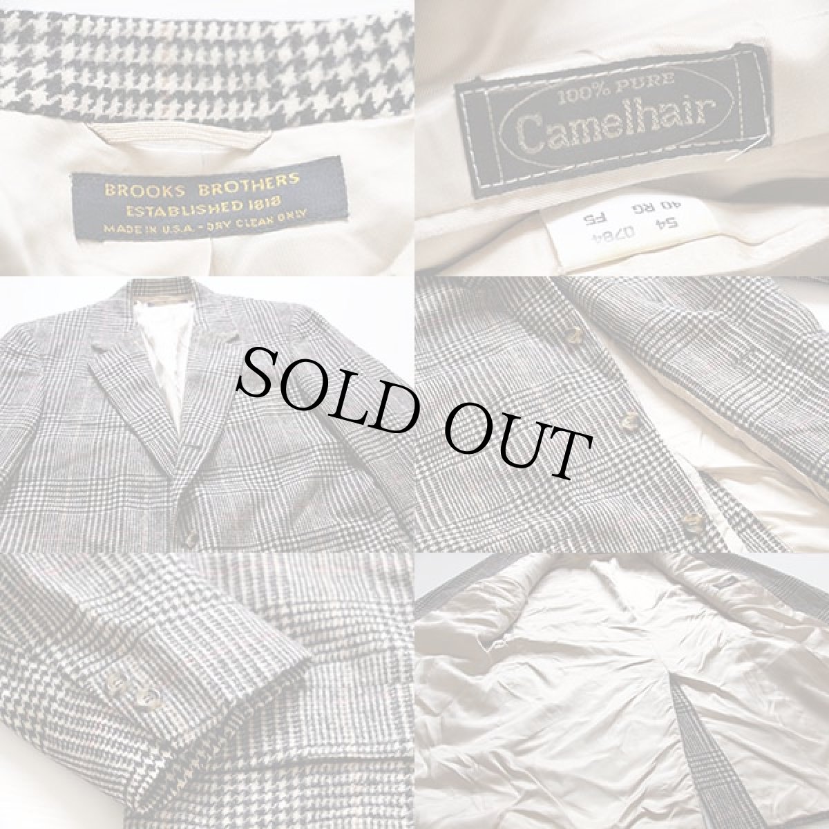 画像4: 80s USA製 BROOKS BROTHERSブルックスブラザーズ グレンチェック キャメルヘア テーラードジャケット 40R (4)