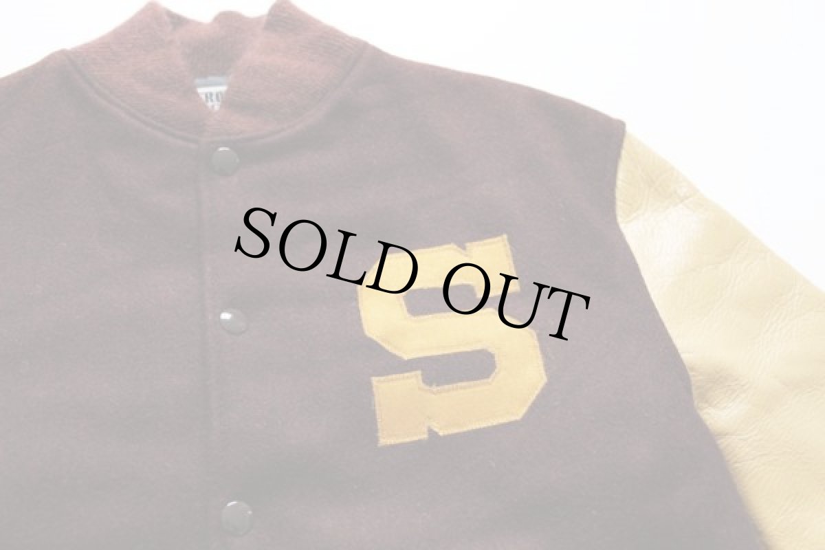 画像3: デッドストック★80s USA製 TROPHY JACKETS メルトン ウール 袖革スタジャン 焦げ茶 S (3)