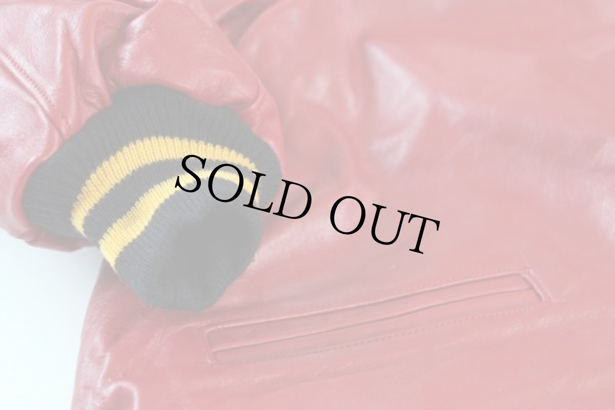 画像5: デッドストック★80s USA製 TROPHY JACKETS オールレザー スタジャン 赤 XL (5)