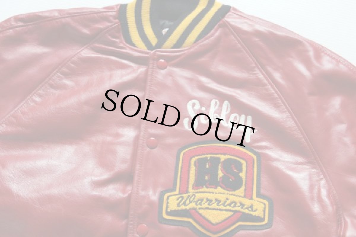 画像3: デッドストック★80s USA製 TROPHY JACKETS オールレザー スタジャン 赤 XL (3)