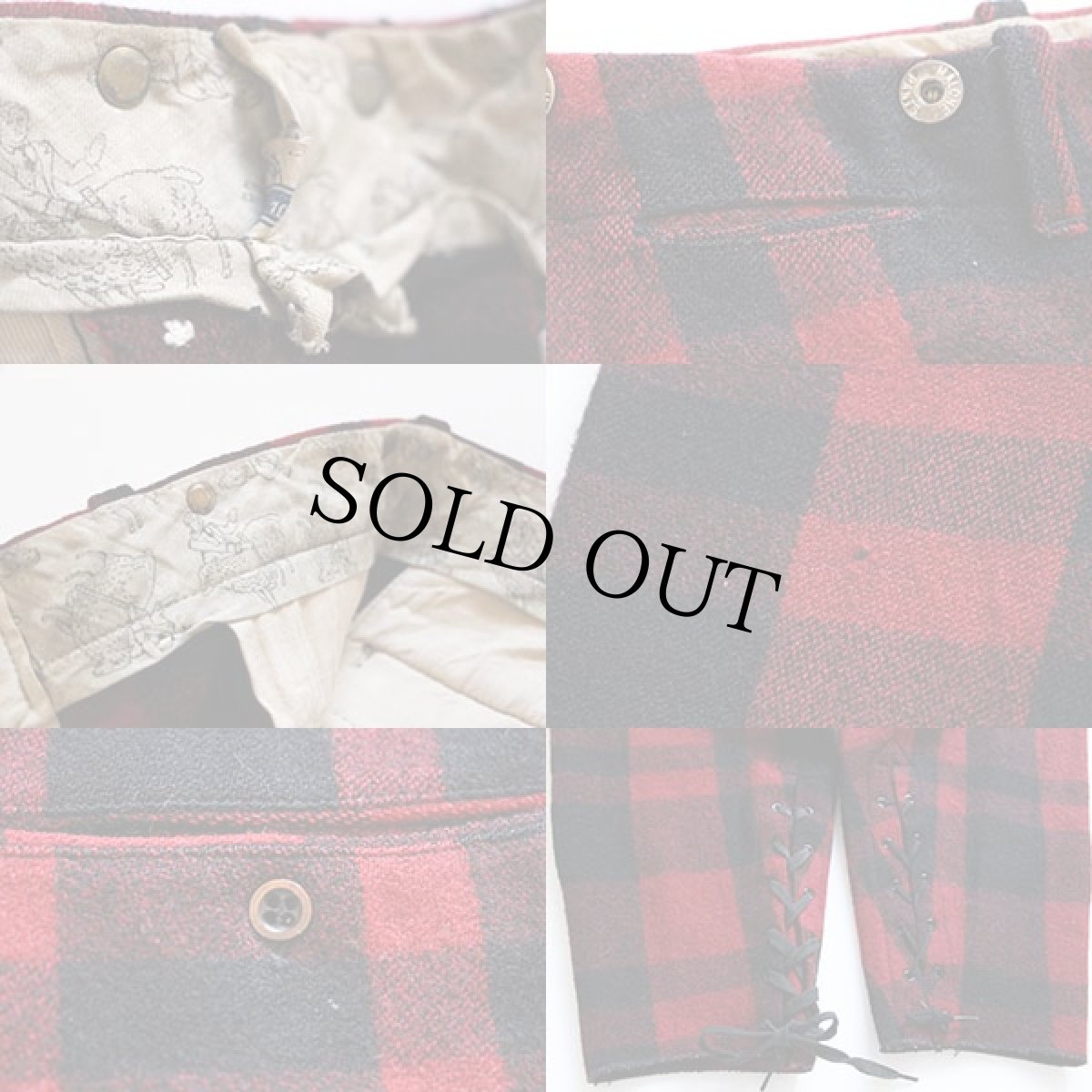 画像3: 40s チェック ウール ジョッパーズパンツ w32 (3)