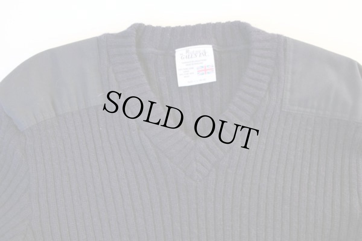 画像3: 英国製 GALL'S Vネック ウールニット コマンドセーター 紺 L (3)