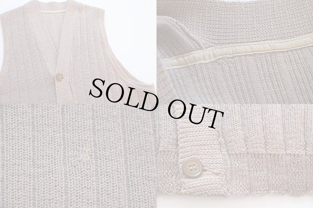 画像4: 40s UNKNOWN 針抜き ウールニット ベスト カーディガン ベージュ (4)