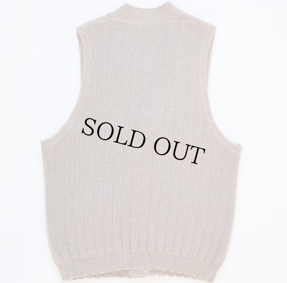 画像2: 40s UNKNOWN 針抜き ウールニット ベスト カーディガン ベージュ (2)