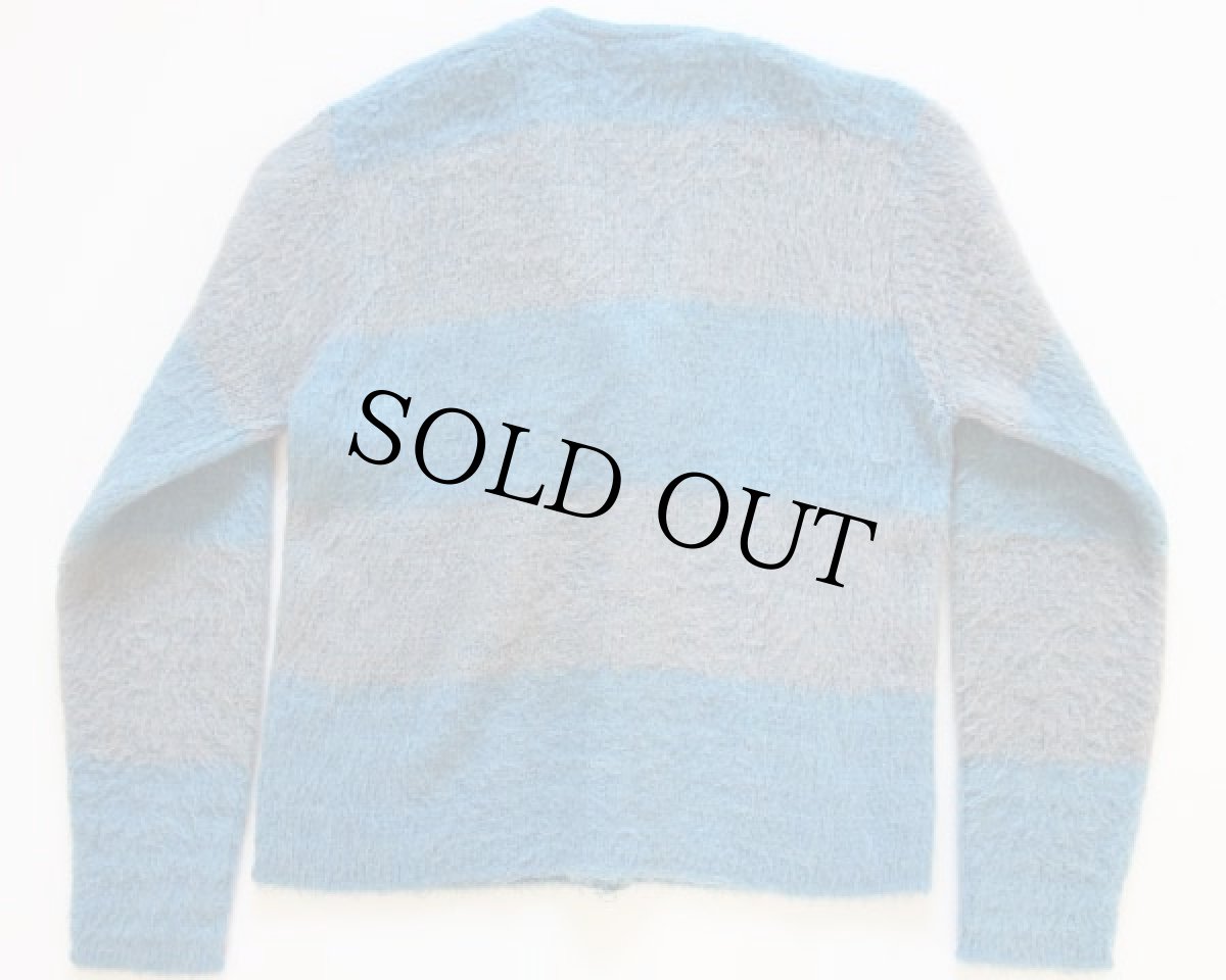 画像2: 60s J.C.P 太ボーダー モヘヤ ニットカーディガン M (2)