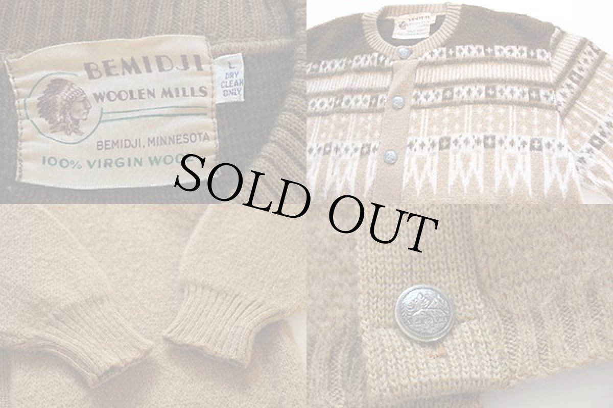 画像4: 60s BEMIDJIベミジ ノルディック柄 ニットカーディガン L (4)