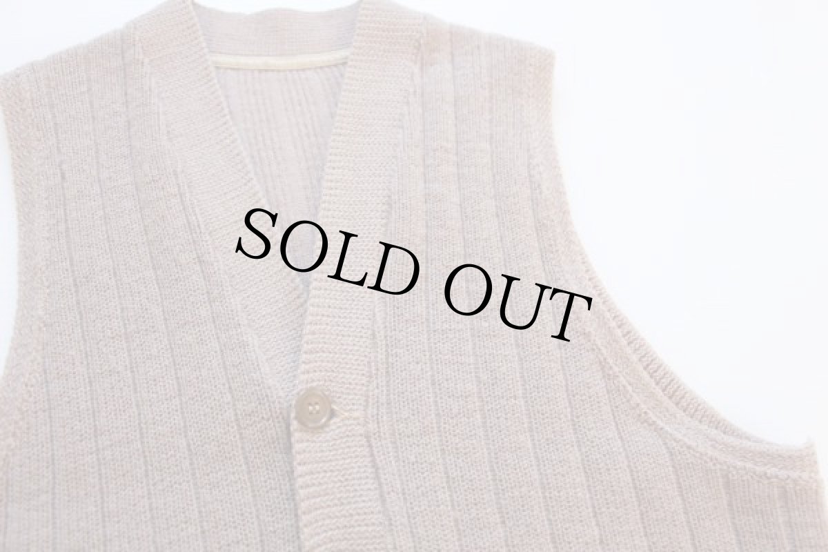 画像3: 40s UNKNOWN 針抜き ウールニット ベスト カーディガン ベージュ (3)