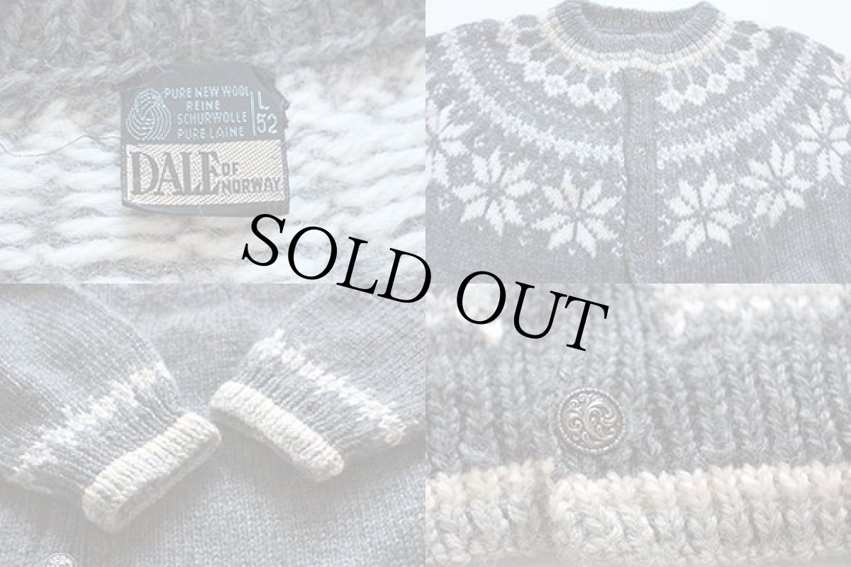 画像4: 80s ノルウェー製 DALE OF NORWAY 丸ヨーク ノルディック柄 ウールニット カーディガン L 52 (4)