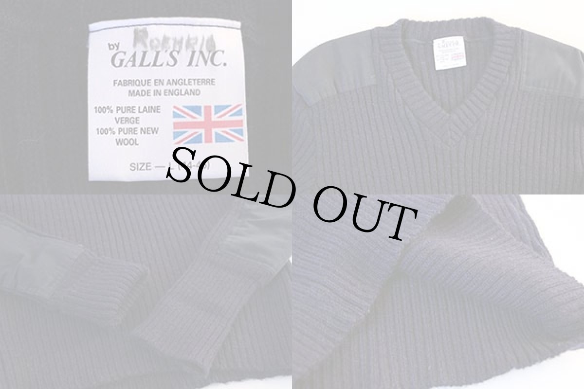 画像4: 英国製 GALL'S Vネック ウールニット コマンドセーター 紺 L (4)