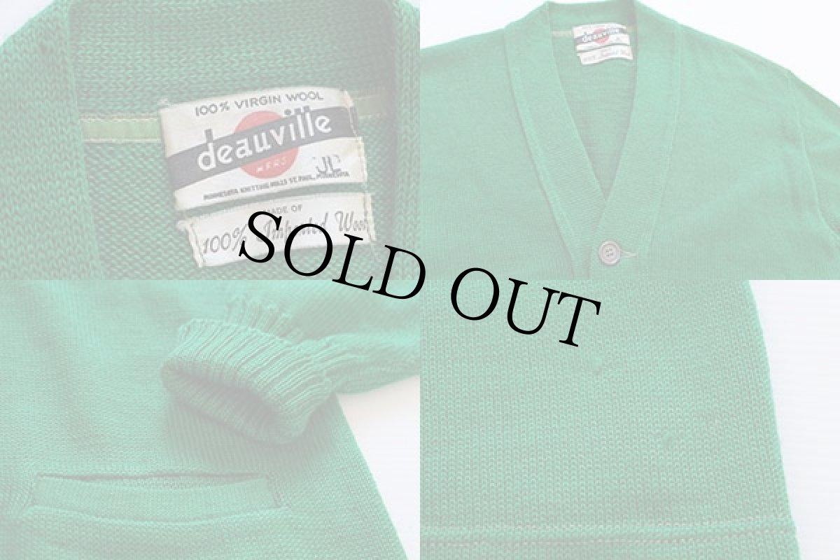 画像4: 40s deauville レタードカーディガン 緑 (4)