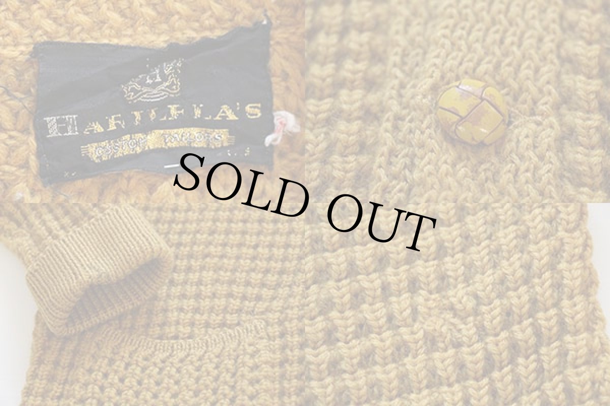 画像4: 60s ショールカラー ウール ポップコーンニット カーディガン マスタード (4)