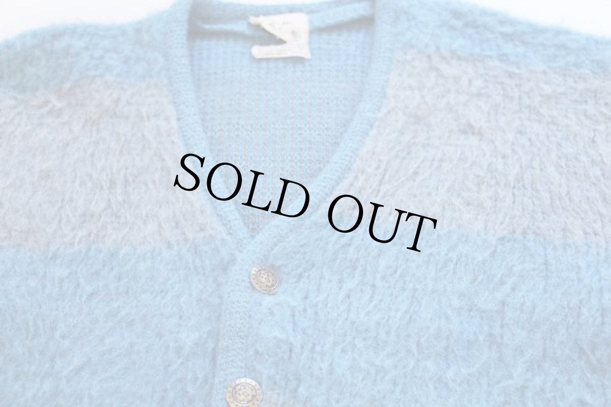 画像3: 60s J.C.P 太ボーダー モヘヤ ニットカーディガン M (3)