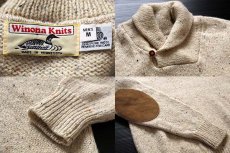 画像4: 90s USA製 Winona Knits ショールカラー エルボーパッチ付き ウールニット セーター M (4)