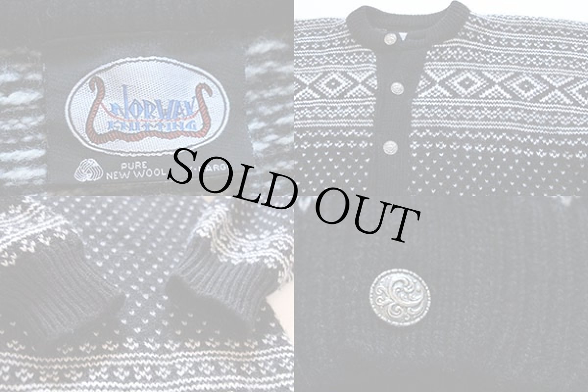 画像4: ノルウェー製 ノルディック柄 ウールニット カーディガン XL (4)