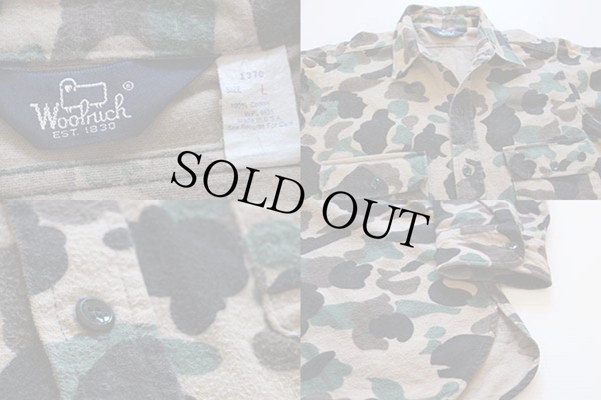 画像3: 80s Woolrichウールリッチ ダックハンターカモ シャモアクロスシャツ L (3)