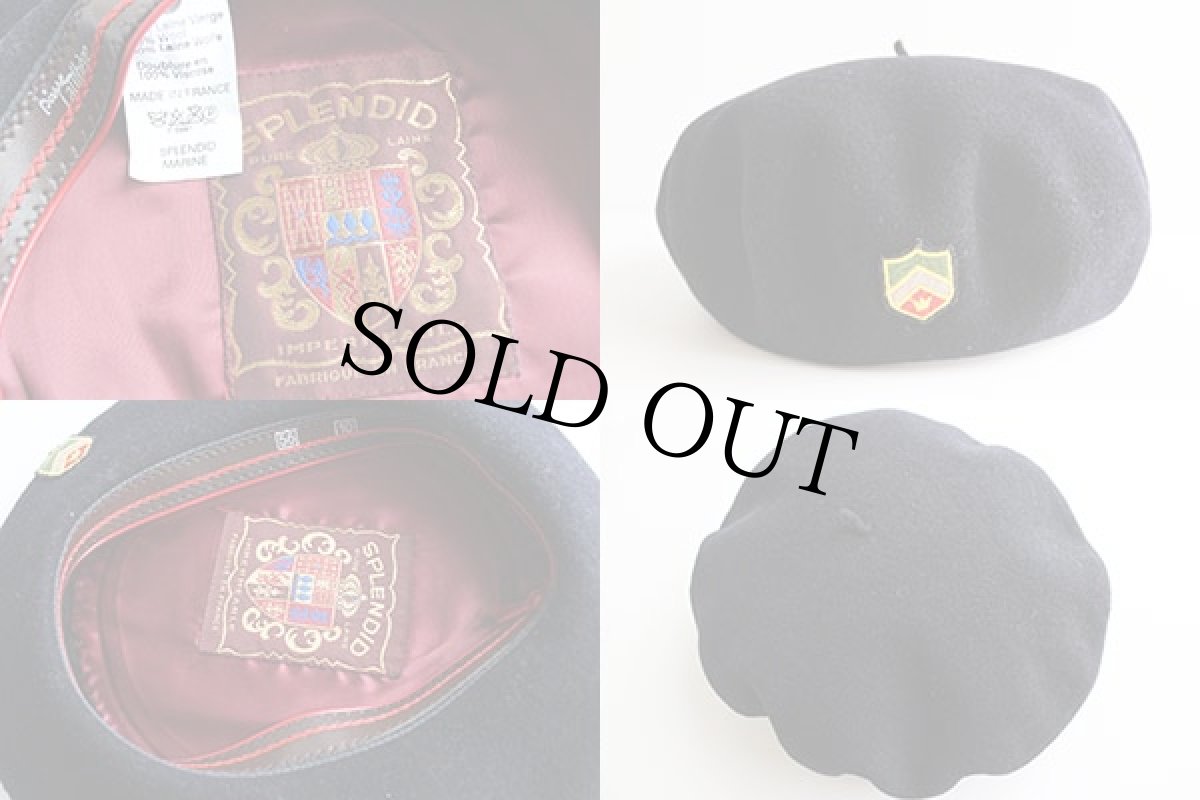 画像3: フランス製 SPLENDID パッチ付き ベレー帽 黒 56 (3)