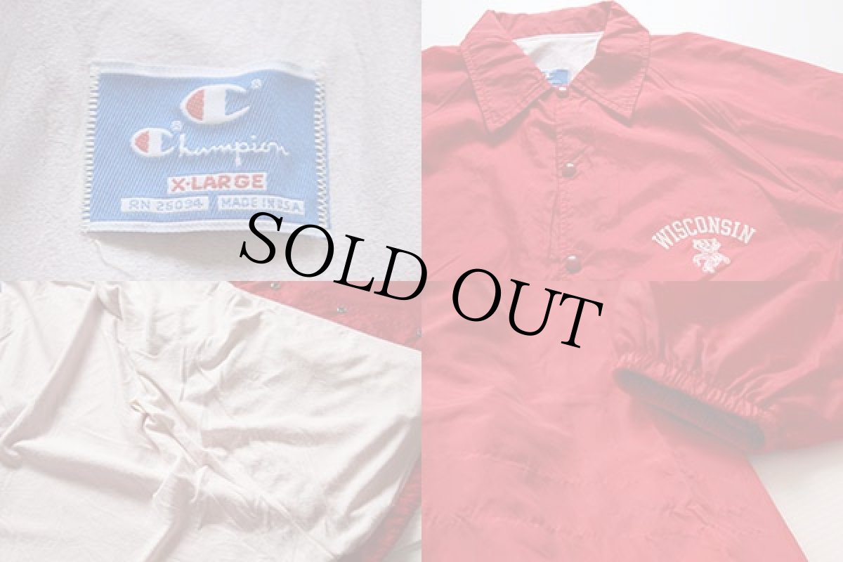 画像3: 90s USA製 Championチャンピオン WISCONSIN バッキー コーチジャケット 赤 XL (3)