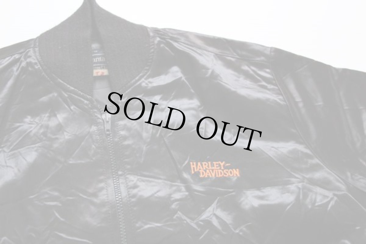 画像4: 80s USA製 HARLEY-DAVIDSONハーレーダビッドソン サテンジャケット M 黒 (4)