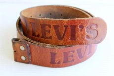 画像1: 70s LEVI'Sリーバイス 型押し レザーベルト 茶 (1)