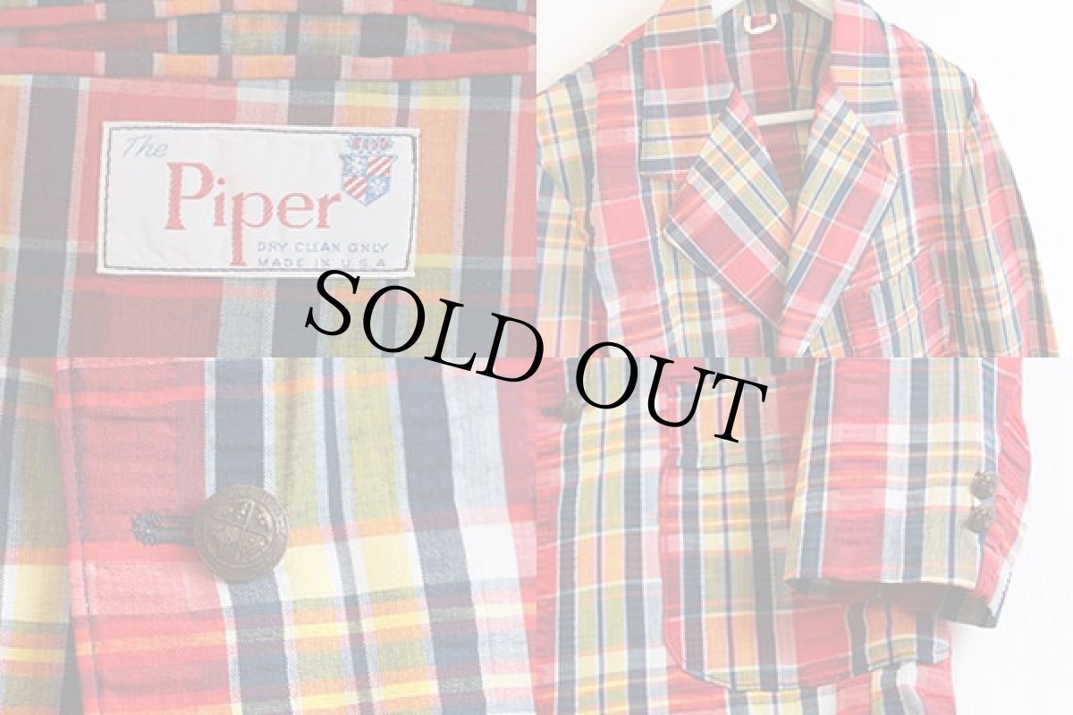 画像4: USA製 Piper マドラスチェック テーラードジャケット 40R (4)