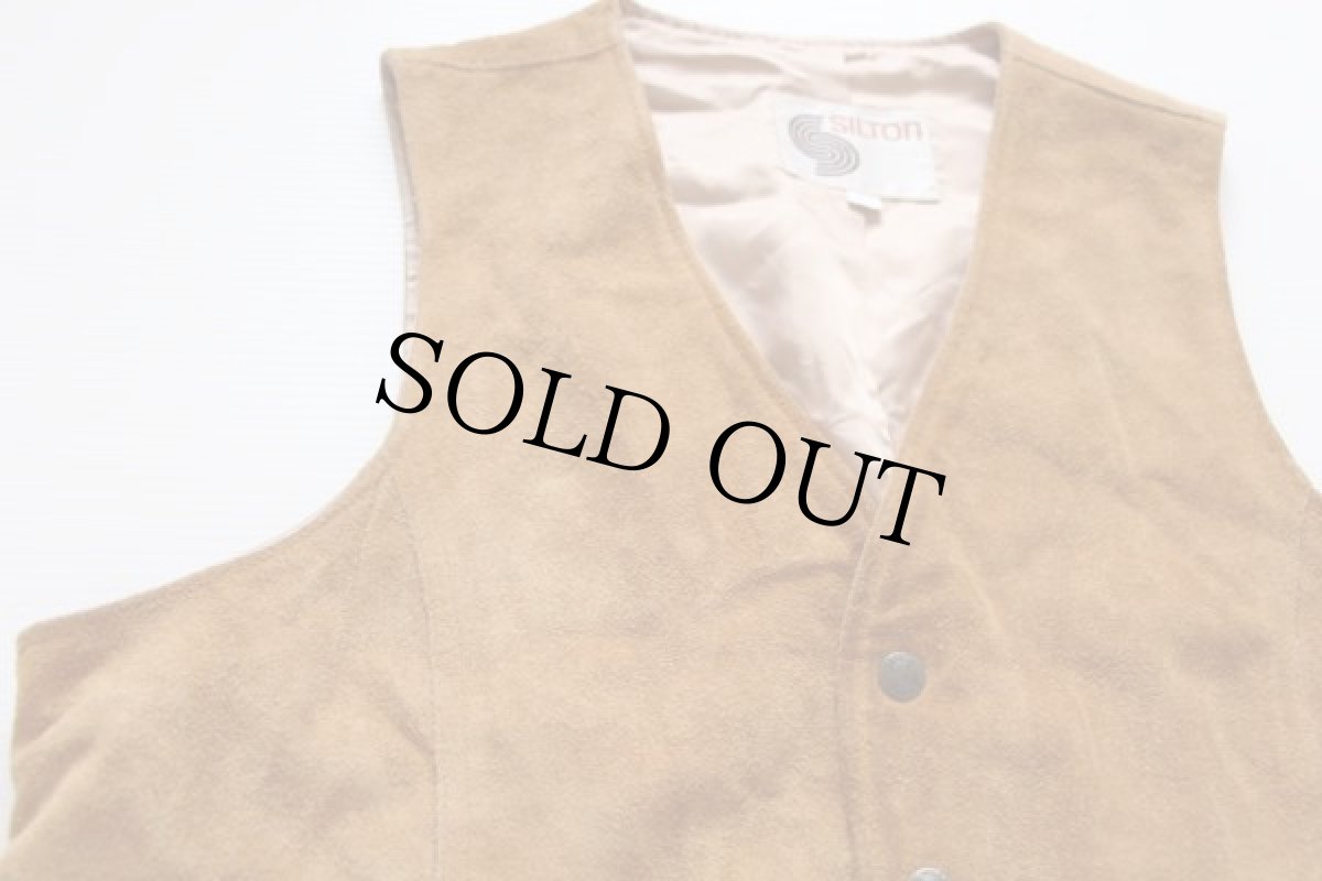 画像3: 70's SILTON スエードレザーベスト 茶 L (3)