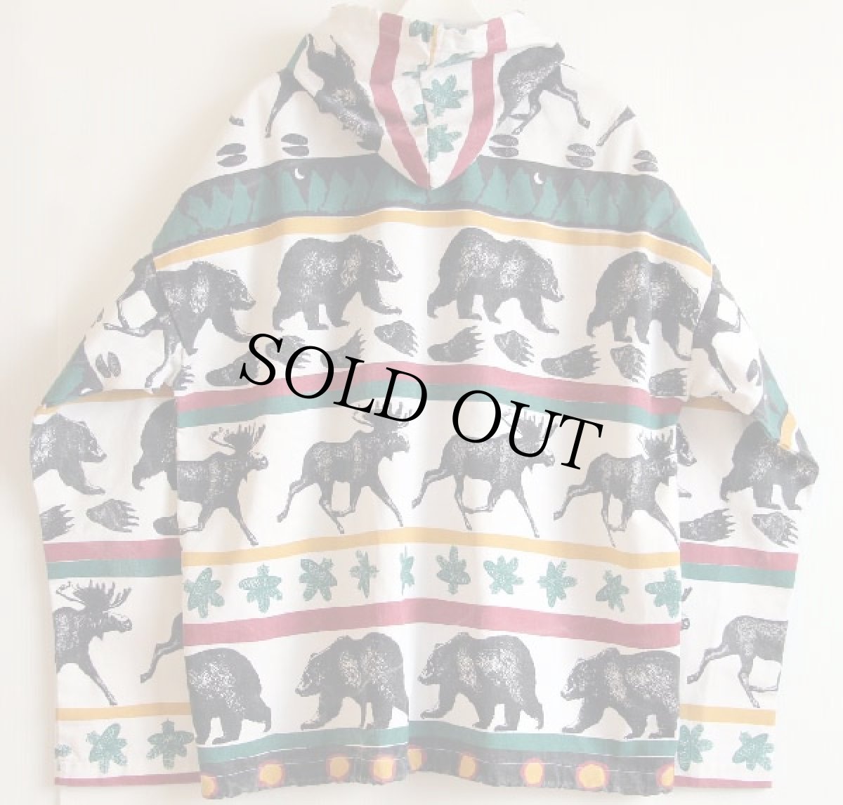 画像2: デッドストック★90s USA製 MICHIGAN RAGミシガンラグ アニマル 総柄 パーカー L/XL (2)