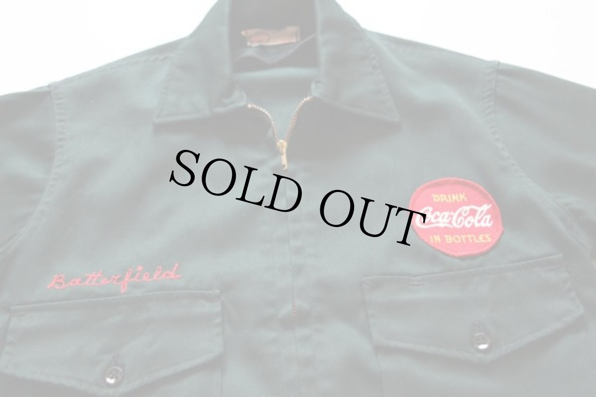 画像3: 70s Coca-Colaコカコーラ パッチ&チェーン刺繍 ワークジャケット 深緑 36 (3)