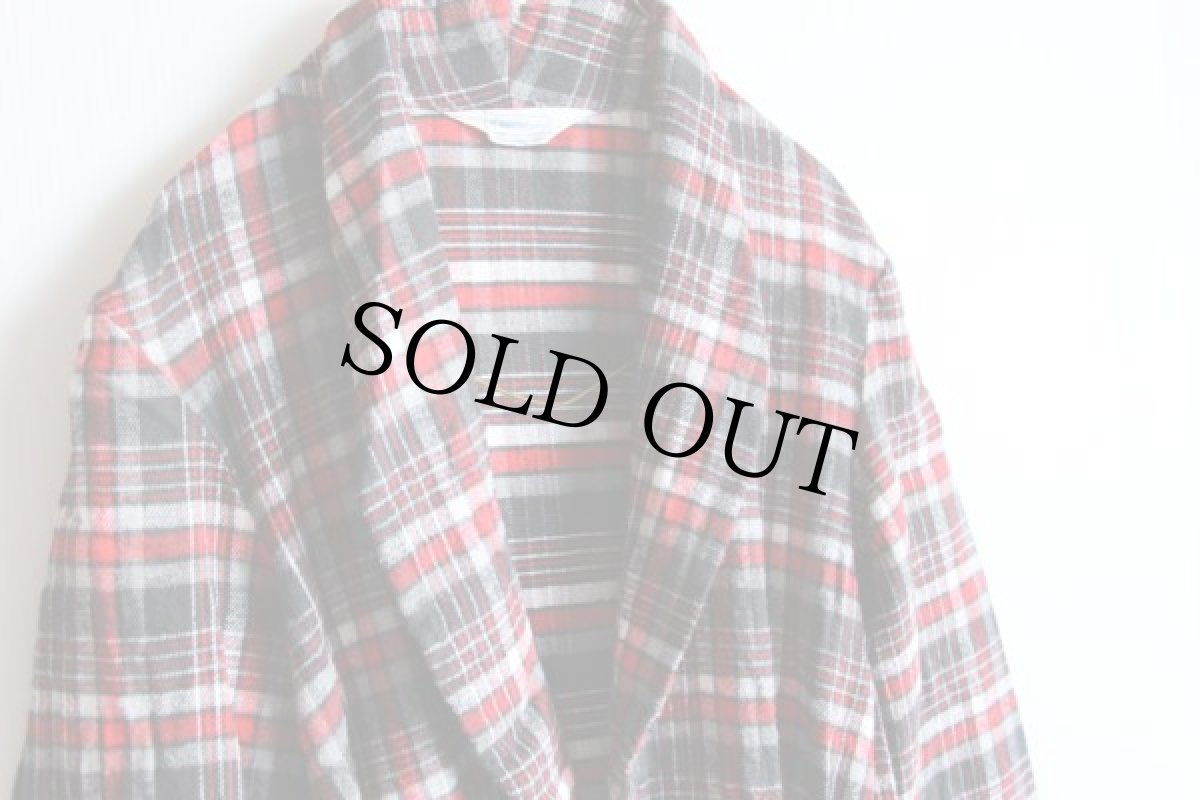 画像2: 60s MONTGOMERY WARD BRENT ショールカラー チェック コットン フランネル ガウン (2)