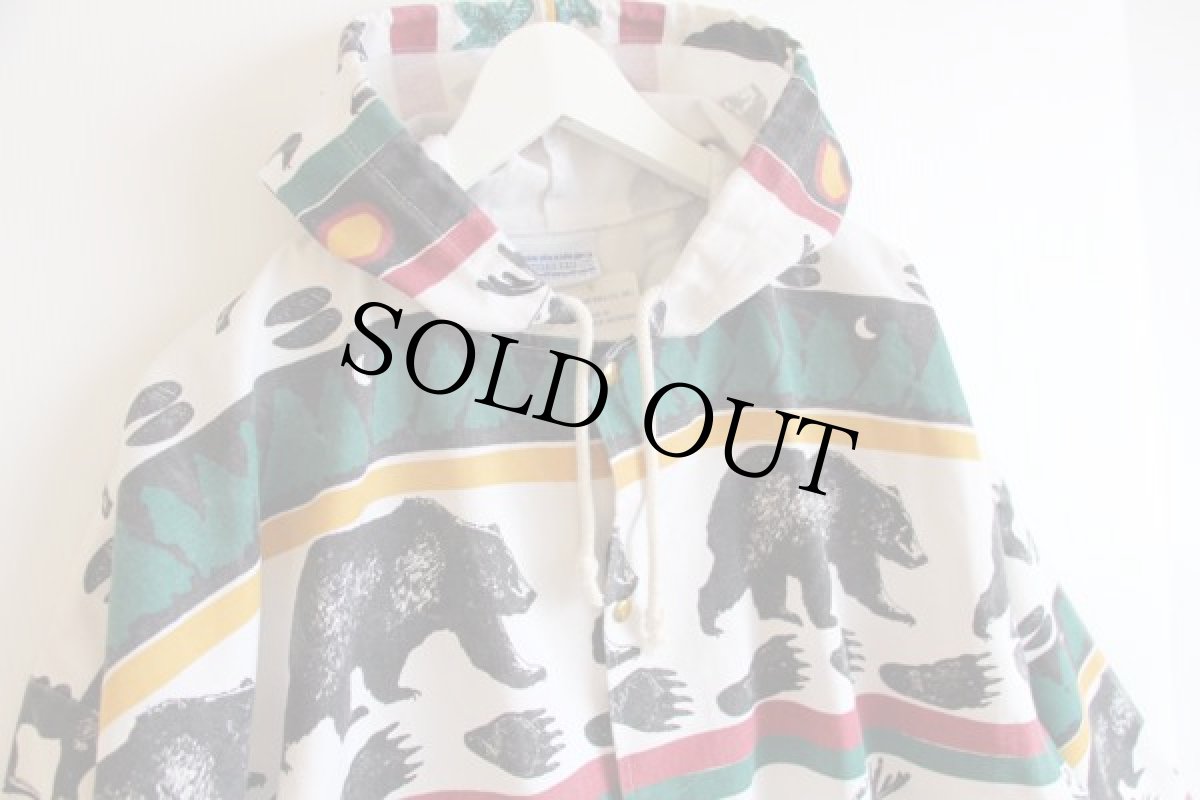 画像3: デッドストック★90s USA製 MICHIGAN RAGミシガンラグ アニマル 総柄 パーカー L/XL (3)