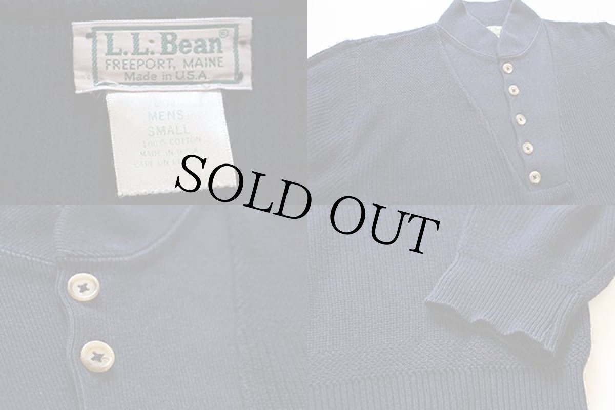 画像4: 80s USA製 L.L.Bean 5ボタン コットンニット セーター 紺 S (4)