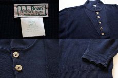 画像4: 80s USA製 L.L.Bean 5ボタン コットンニット セーター 紺 S (4)