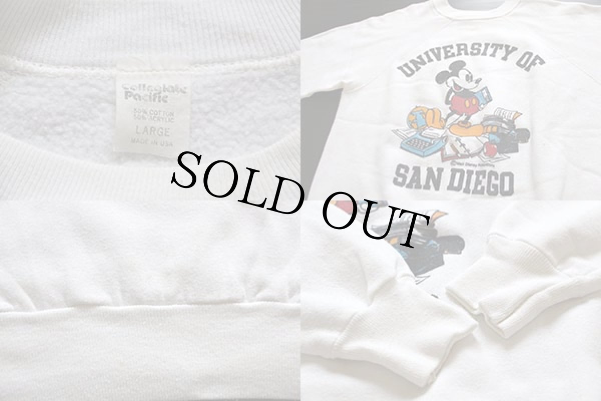 画像4: 80s USA製 Collegiate Pacific UNIVERSITY OF SAN DIEGO ミッキー マウス スウェット 白 L (4)