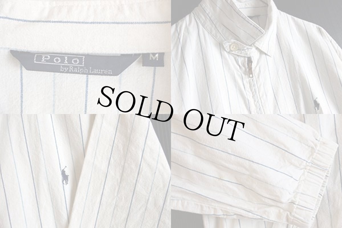 画像4: 80s ポロ ラルフローレン ストライプ チンスト付き コットンジャケット M (4)