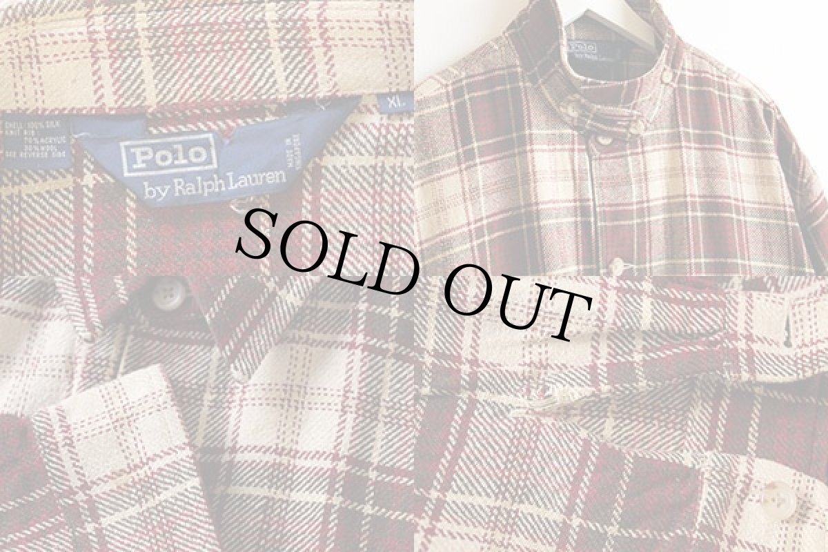 画像4: 90s ポロ ラルフローレン チェック A-1タイプ シルクジャケット XL (4)