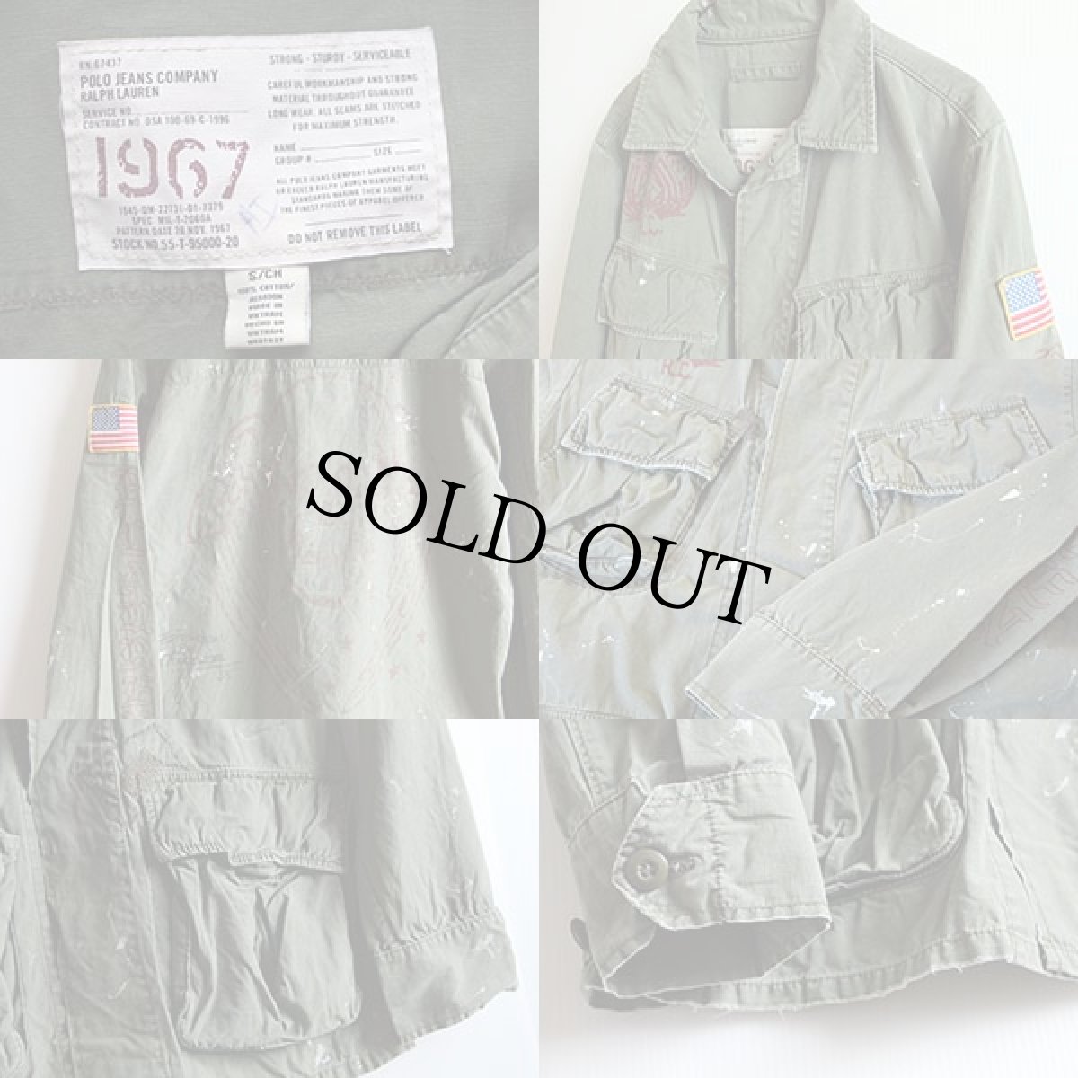 画像4: 00s POLO JEANSポロ ジーンズ ラルフローレン ペイント ファティーグジャケット S (4)