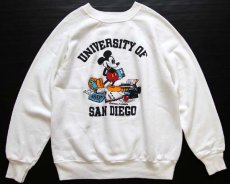 画像1: 80s USA製 Collegiate Pacific UNIVERSITY OF SAN DIEGO ミッキー マウス スウェット 白 L (1)