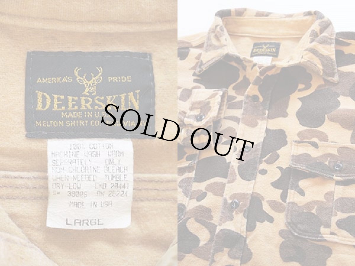 画像3: 80s USA製 DEERSKIN ダックハンターカモ シャモアクロスシャツ L (3)