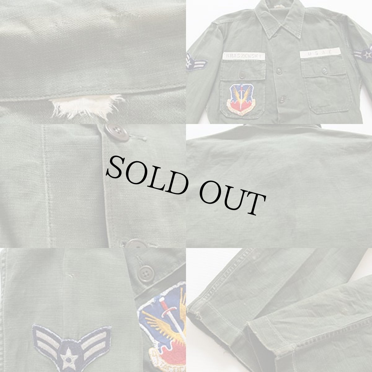 画像3: 60s 米軍 USAF パッチ付き ユーティリティシャツ S★U.S.AIR FORCE (3)