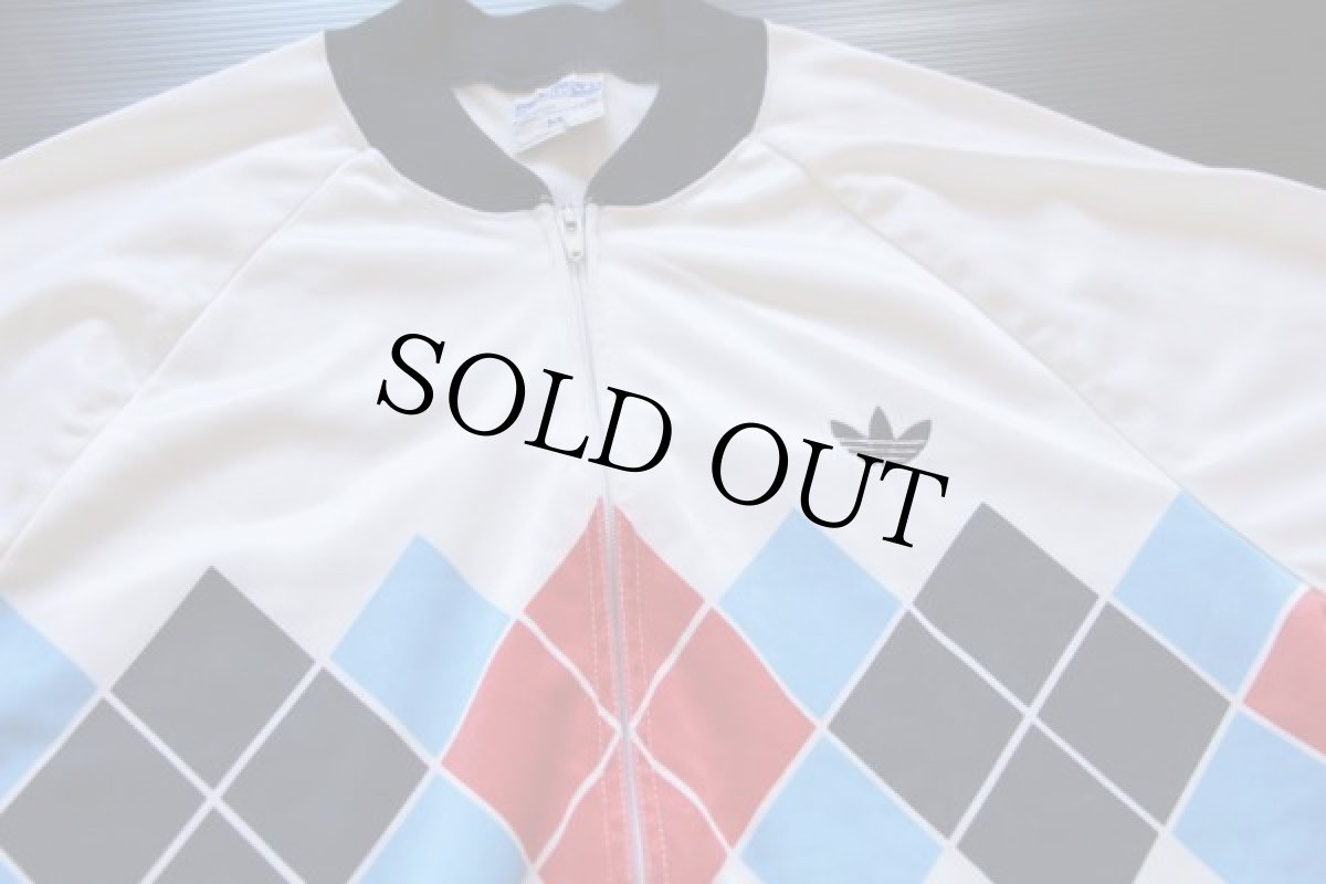 画像3: 80s USA製 adidasアディダス トレフォイル ロゴ刺繍 アーガイル柄 イワンレンドル トラックジャケット M★ジャージ (3)