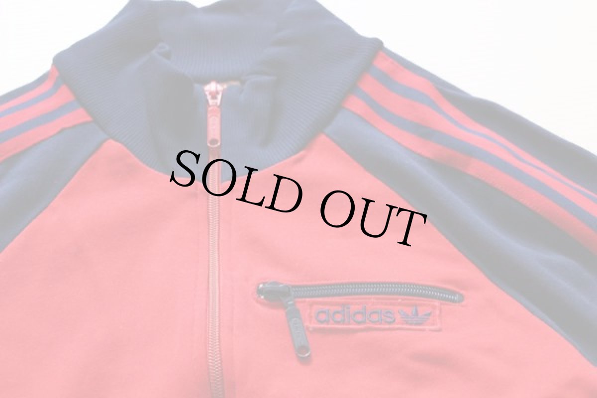 画像3: 80s adidasアディダス ツートン ハイネック トラックジャケット 赤×紺 L★ジャージ (3)