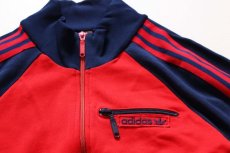 画像3: 80s adidasアディダス ツートン ハイネック トラックジャケット 赤×紺 L★ジャージ (3)