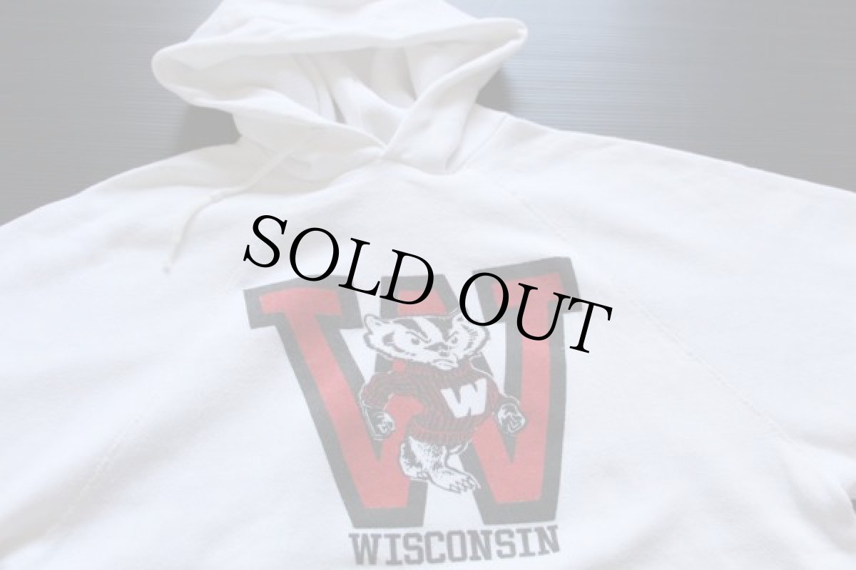 画像3: 80s USA製 ARTEX WISCONSIN バッキー スウェットパーカー 白 L (3)