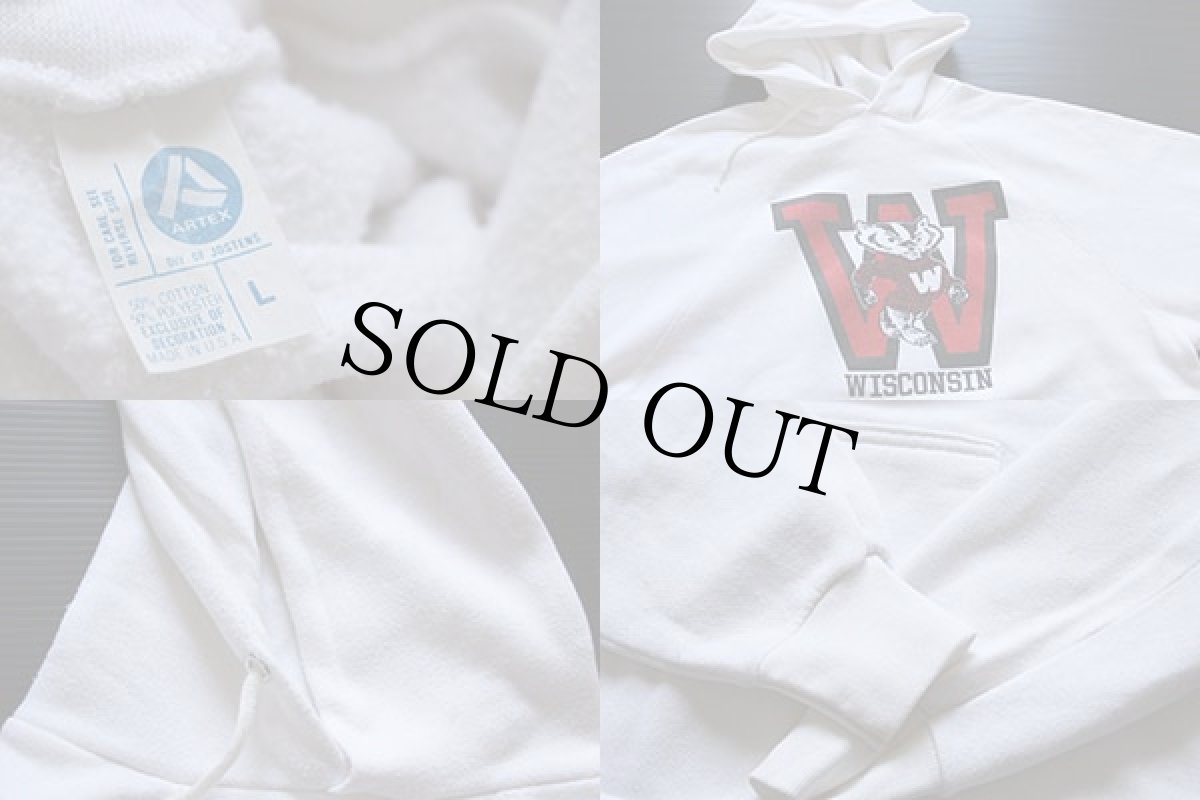画像4: 80s USA製 ARTEX WISCONSIN バッキー スウェットパーカー 白 L (4)