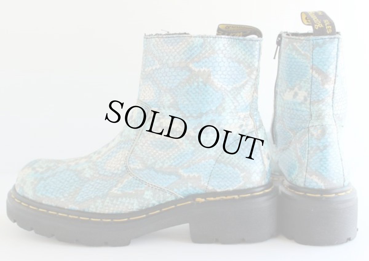 画像2: 英国製 DR.MARTENSドクターマーチン ヘビ柄 サイドジップ ブーツ 水色 UK8 (2)