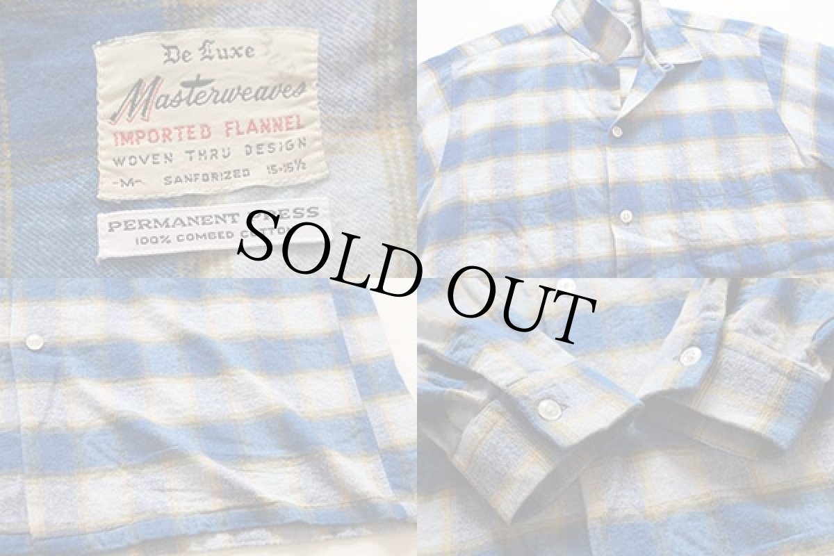 画像3: 60s Masterweaves ライトネル オープンカラーシャツ M (3)