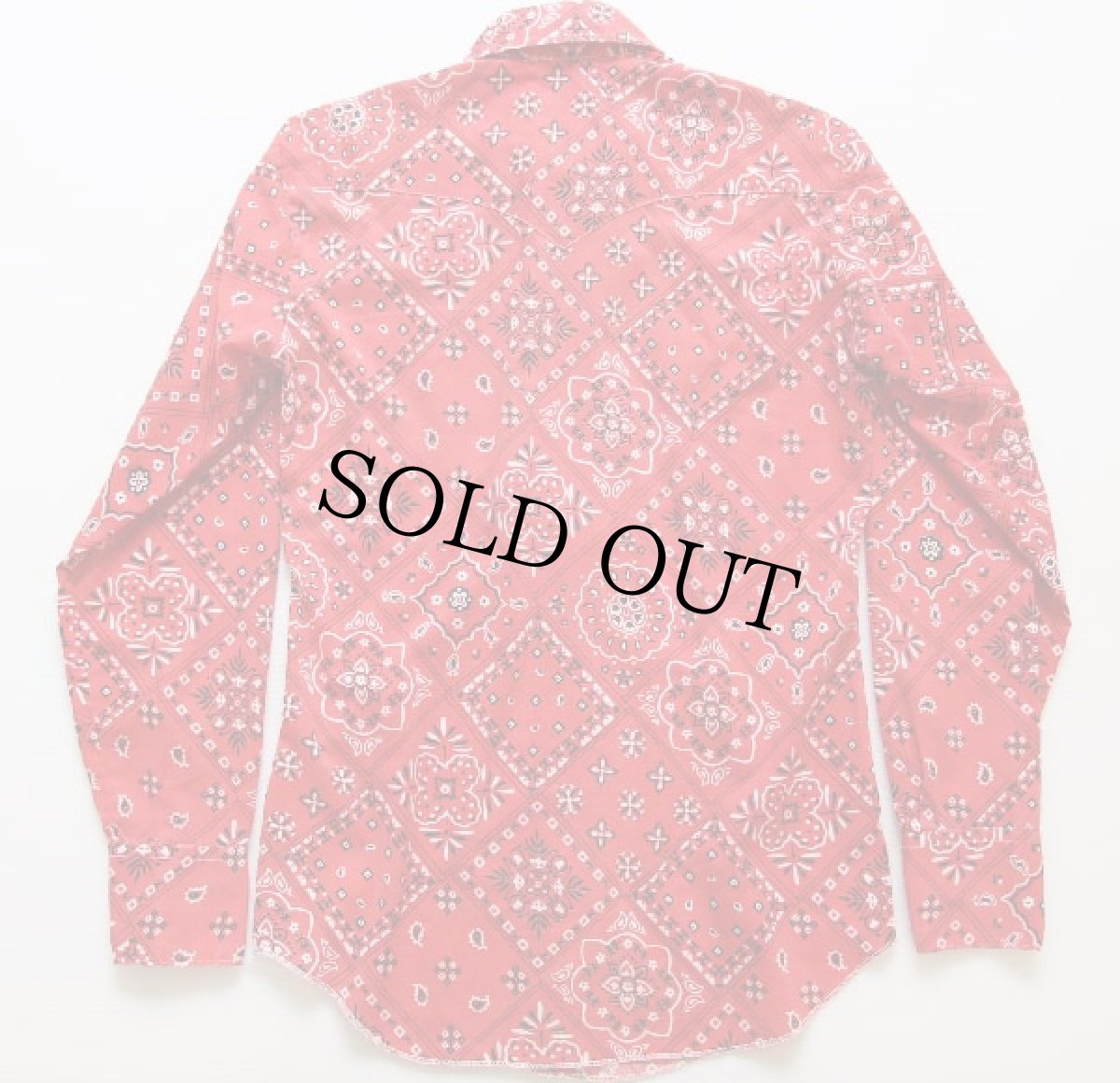 画像2: 70s HBARC バンダナ柄 ウエスタンシャツ 赤 (2)