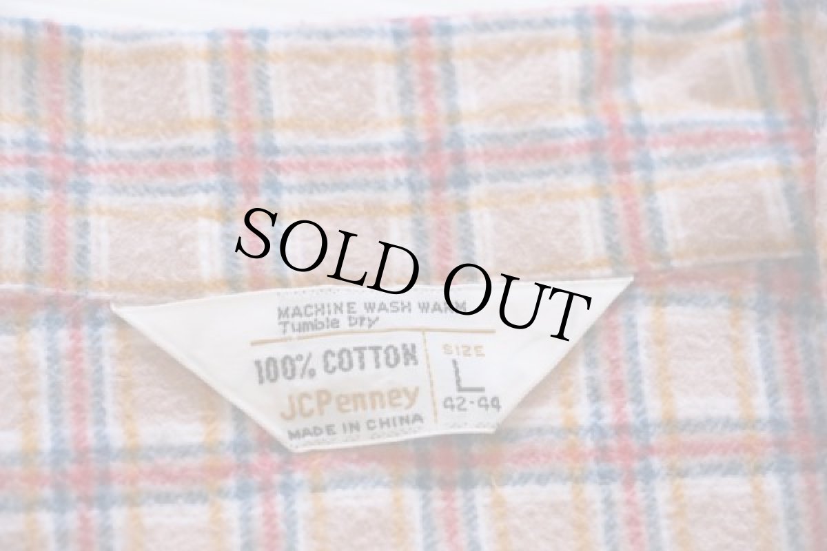 画像6: 70s JCPenney プリントネル パジャマ シャツ&パンツ セット L (6)