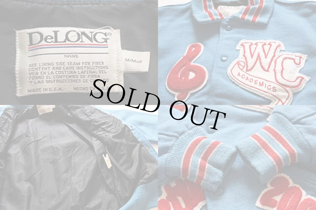 画像3: USA製 DeLONGデロング パッチ付き メルトン ウール スタジャン 水色 M (3)